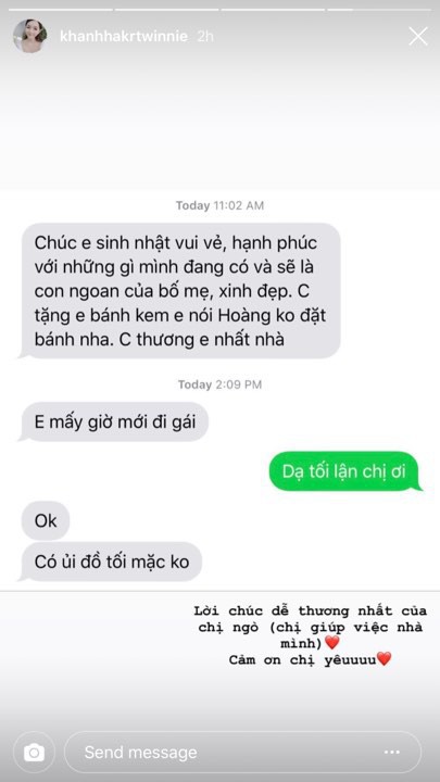 Bạn gái Phan Hoàng khoe tin nhắn mừng sinh nhật của chị giúp việc, hé lộ cuộc sống được yêu chiều như tiểu thư - Ảnh 4.