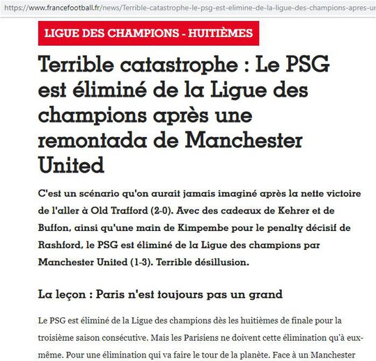  Tạp chí France Football: Trận thua của PSG là thảm họa khủng khiếp!  - Ảnh 1.