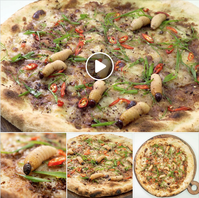 Chuyện quái gì cũng có thể xảy ra: Hà Nội xuất hiện pizza đuông dừa bò lổm ngổm gây bàng hoàng - Ảnh 3.