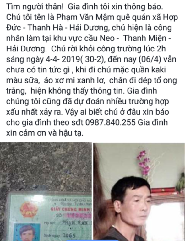 Phát hiện người đàn ông ở Hải Dương tử vong dưới máng xả nước sau khi mất tích 10 ngày - Ảnh 1.