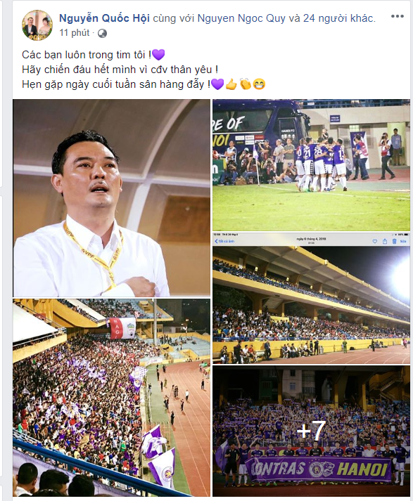 Chủ tịch CLB Hà Nội viết status đầy ẩn ý về việc kháng án, các fan được dịp mừng thầm - Ảnh 1.