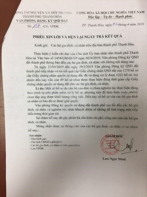 Các phòng, ban của UBND TP. Thanh Hoá: Đồng loạt xin lỗi nhân dân - Ảnh 2.