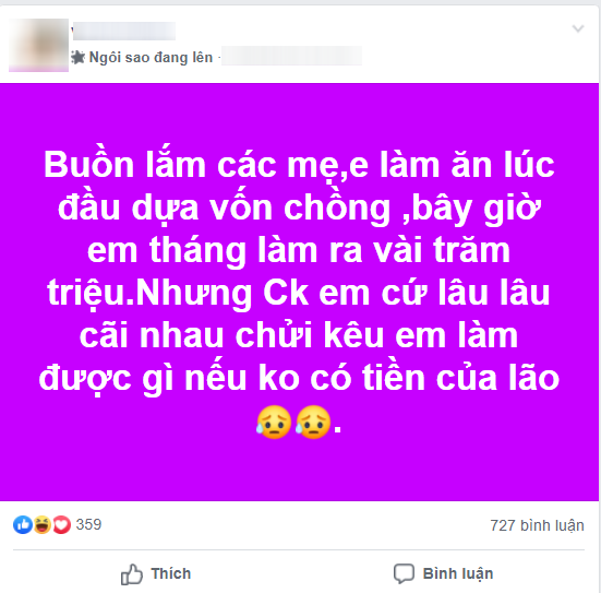 Vợ trẻ lên than kiếm vài trăm triệu mỗi tháng chồng vẫn hạnh họe, ai ngờ lại bị hội chị em mỉa mai thế này - Ảnh 1.