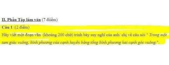 Đề thi Văn oái ăm bắt nêu cảm nhận về định lý Pitago, nhưng bài làm của học sinh mới là thứ khiến dân mạng quỳ gối xin hàng - Ảnh 1.