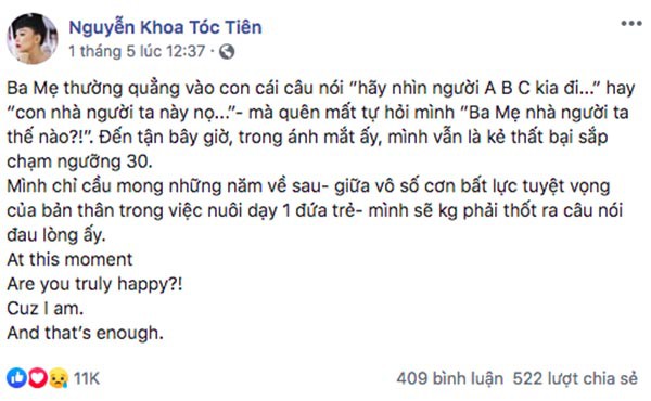 Ca sĩ Tóc Tiên bị bố mẹ coi là kẻ thất bại? - Ảnh 3.