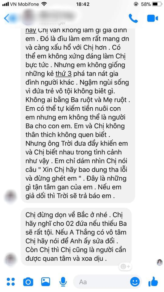 Sốc trước luận điệu của bồ nhí thương lượng với vợ nhân tình: Đời có nhân quả, chị đừng ghét em, hãy về sống chung để con có bố - Ảnh 4.