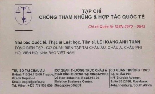 Tạp chí Chống tham nhũng của “nhà báo quốc tế” có thật hay không? - Ảnh 1.