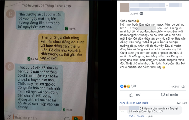 Nợ tiền ăn của con 1 tháng nên bị trường dọa cắt cơm trưa, mẹ trẻ tố cô giáo nhắn tin quá gắt, ai ngờ bị chị em mắng ngược - Ảnh 1.