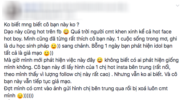 Cô gái bị “bóc phốt” lấy ảnh hotgirl Trung Quốc câu like, vẽ ra cuộc sống du học sang chảnh từ Facebook đến Instagram - Ảnh 2.