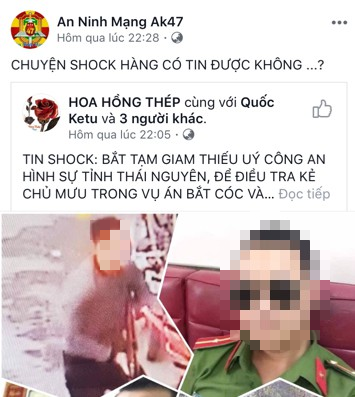 Triệu tập cô gái đăng tin bịa đặt việc bắt thiếu úy công an vụ nữ sinh giao gà - Ảnh 1.