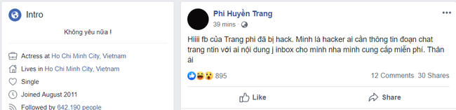 Giữa tâm bão lộ clip nóng, “Thánh nữ Mì Gõ” Phí Huyền Trang bị hack facebook, cư dân mạng tiếp tục làm điều khiếm nhã - Ảnh 1.