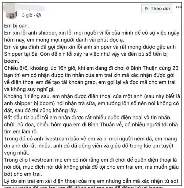 Em trai nữ sinh vụ bùng 20 ly trà sữa: Hôm đó em chỉ đặt chơi thôi! - Ảnh 1.