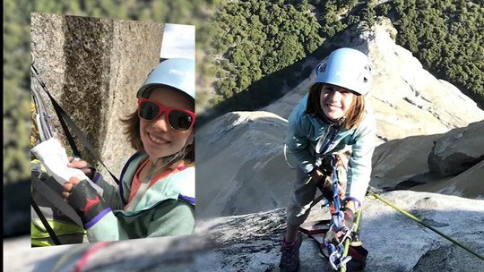 Bé gái 10 tuổi chinh phục núi đá dựng đứng - Ảnh 1.