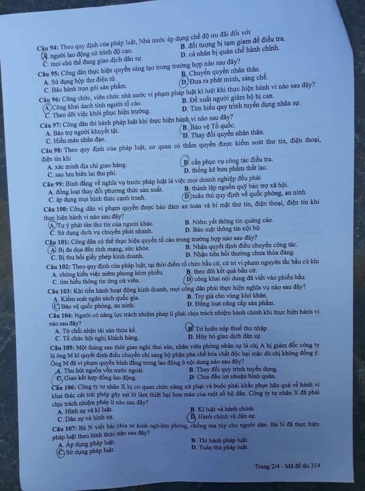 Cập nhật gợi ý đáp án môn Giáo Dục Công Dân THPT Quốc gia 2019 - Ảnh 26. Cập nhật gợi ý đáp án môn Giáo Dục Công Dân THPT Quốc gia 2019 - Ảnh 26.