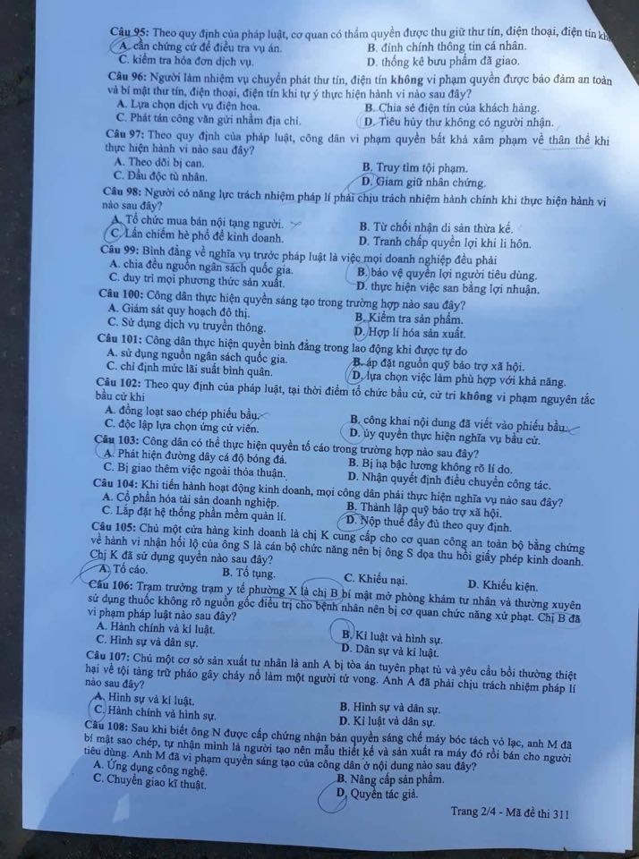 Cập nhật gợi ý đáp án môn Giáo Dục Công Dân THPT Quốc gia 2019 - Ảnh 30. Cập nhật gợi ý đáp án môn Giáo Dục Công Dân THPT Quốc gia 2019 - Ảnh 30.
