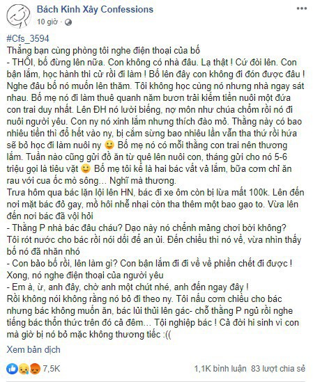 Nam sinh gây phẫn nộ khi đuổi bố về khi ông lặn lội lên thành phố thăm: Lên làm gì, học đại học bận lắm, đi đi về về phiền chết đi được - Ảnh 1.