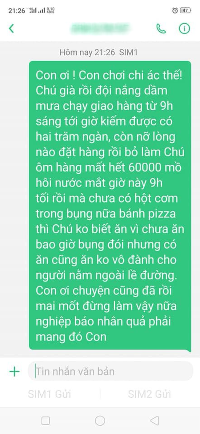 Xót xa tin nhắn bác tài xế Grab nghèo phải ngậm đắng nuốt cay mất 60.000 đồng vì bị khách bom hàng - Ảnh 1.