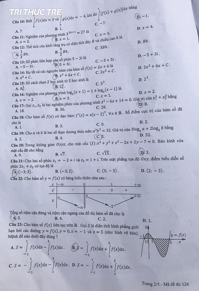 Công bố đáp án chính thức tất cả các mã đề môn Toán kỳ thi THPT Quốc gia 2019 - Ảnh 3.