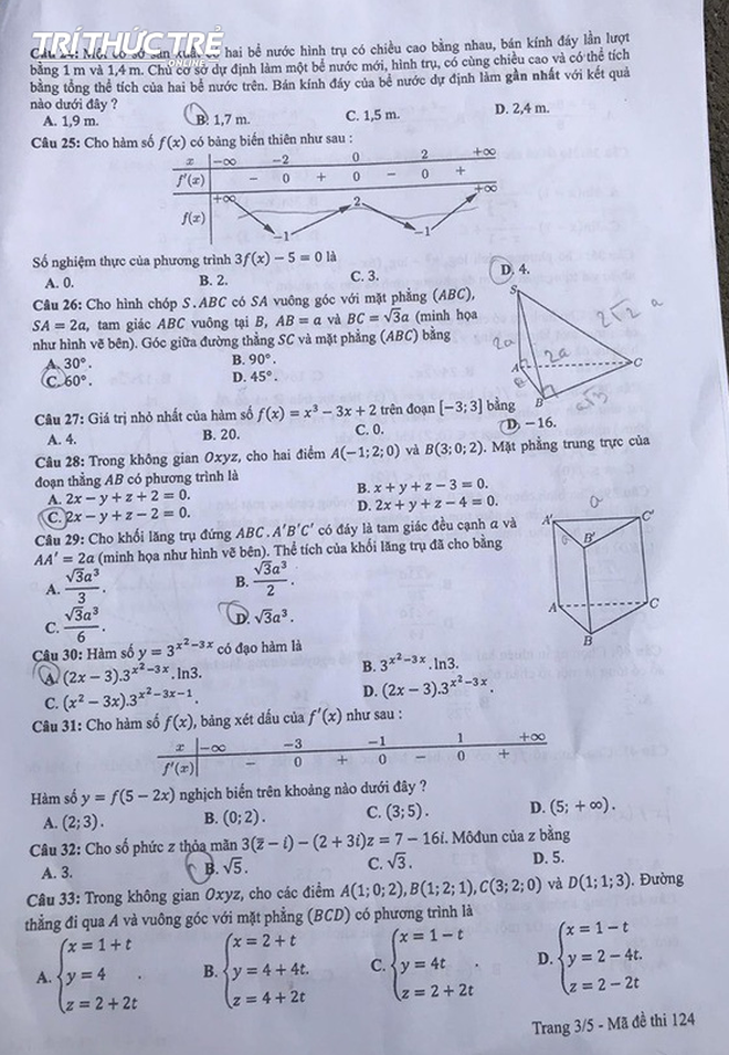 Công bố đáp án chính thức tất cả các mã đề môn Toán kỳ thi THPT Quốc gia 2019 - Ảnh 4.