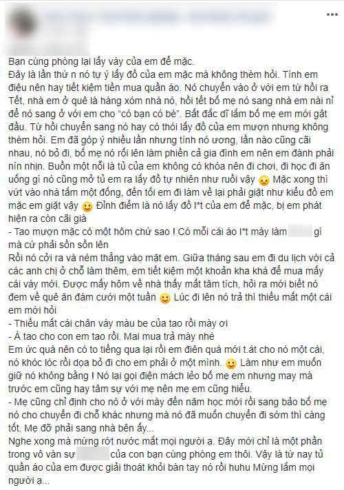 Bạn cùng phòng trọ tự tiện lấy đồ mặc, cô gái nhắn tin nhắc nhở liền bị sỉ vả ngược đau đớn thế này - Ảnh 1.