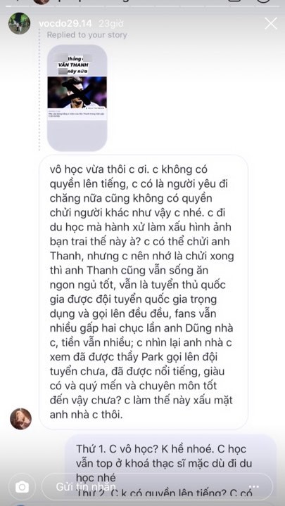 Bị anti-fan chửi vô học vì xúc phạm Văn Thanh, bạn gái thạc sĩ của hậu vệ CLB Hà Nội đáp trả xéo xắt: Em lo mà học bằng chị đi - Ảnh 4.