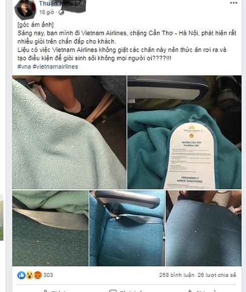 Thực hư chăn trên máy bay Vietnam Airlines có giòi, VNA nói gì? - Ảnh 1.