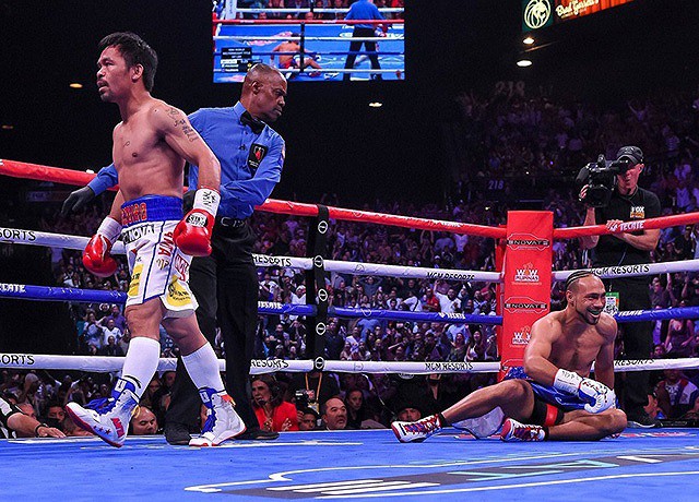 Cay mũi Mayweather, võ sĩ Pacquiao gửi lời thách đấu - Ảnh 1.