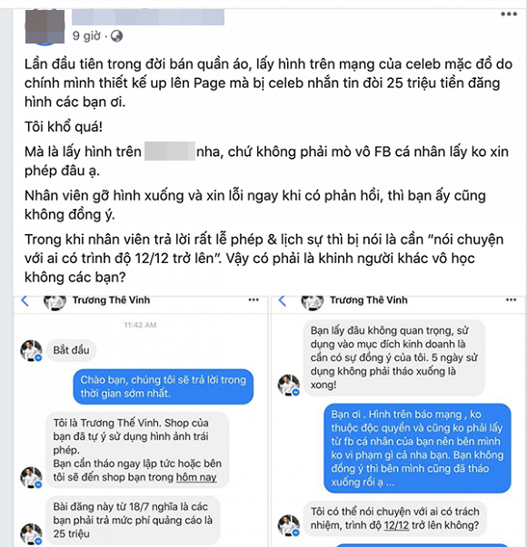 Trương Thế Vinh gay gắt đòi tiền bản quyền hình ảnh 25 triệu, loạt sao Việt hùa nhau vào đá đểu, mỉa mai - Ảnh 1.