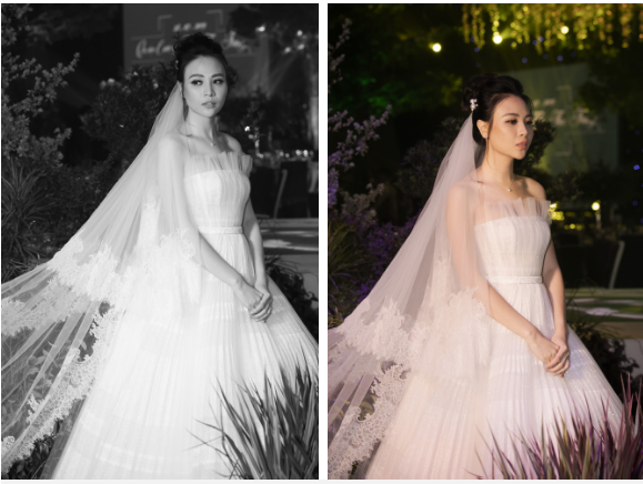 Hậu trường hôn lễ Đàm Thu Trang và Cường Đô La: Cô dâu đẹp xuất sắc trong bộ váy cưới, e ấp hạnh phúc bên chú rể - Ảnh 1.