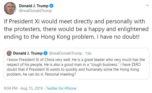Tổng thống Trump hiến kế cho ông Tập cách giải quyết vấn đề Hong Kong - Ảnh 1.