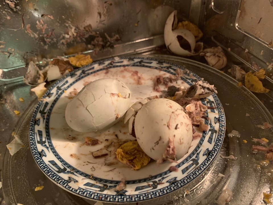 Để trứng vịt lộn v&agrave;o l&ograve; vi s&oacute;ng, c&ocirc; g&aacute;i nhận hậu quả kh&ocirc;ng mấy dễ chịu  - Ảnh 4.