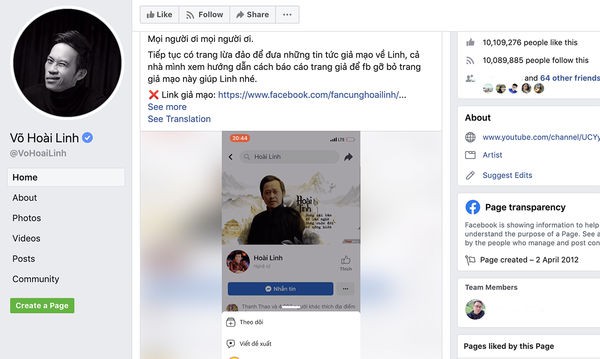 Bị mạo danh trên Facebook, danh hài Hoài Linh kêu gọi fan chung tay báo cáo kẻ lừa đảo - Ảnh 1.