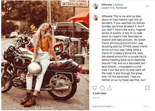Bị tai nạn xe máy mà vẫn có bộ ảnh cực nghệ, hot Instagrammer bị cộng đồng mạng chỉ trích vì nghi dàn cảnh sống ảo - Ảnh 1.