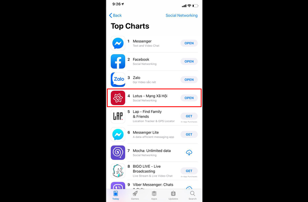 Lotus lọt Top 4 ứng dụng AppStore về mạng xã hội tại Việt Nam - Ảnh 1.