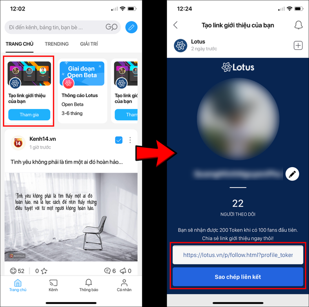 Hướng dẫn tạo link giới thiệu trên MXH Lotus: Vừa kiếm thêm nhiều fan, vừa tiện cày token dễ dàng - Ảnh 1.