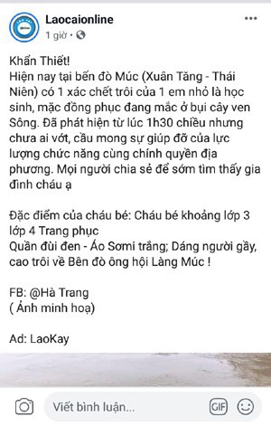 Lào Cai xử lý trường hợp phao” tin đồn kêu gọi cứu học sinh chết đuối - Ảnh 1.