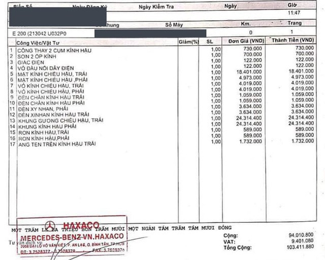 Bị trộm gương chiếu hậu, chủ xe Mercedes nhận báo giá hơn 100 triệu đồng để thay - Ảnh 1.