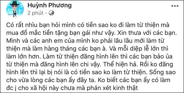 Bị nói vung tiền mua hàng hiệu tặng Sĩ Thanh, Huỳnh Phương đáp trả cực gắt: Sống sao cho vừa lòng các bạn - Ảnh 1.