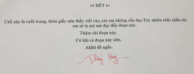 Không muốn tiết kiểm tra bị nặng nề, thầy giáo thêm ngay một chi tiết đắt giá vào cuối đề khiến học sinh ôm bụng cười - Ảnh 1.