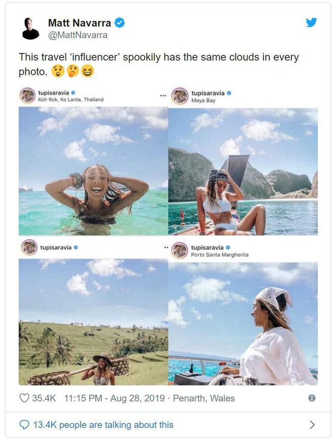 Hotgirl Instagram bị phát hiện ghép mây giống hệt nhau vào ảnh du lịch quanh Thế giới - Ảnh 2.