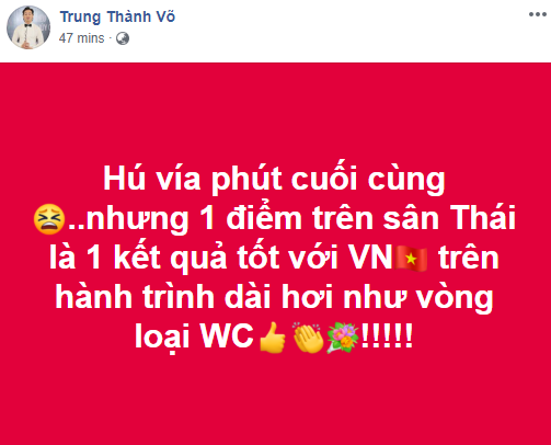 Phản ứng bất ngờ của sao Việt trước kết quả giữa đội tuyển Việt Nam và Thái Lan ở trận mở màn vòng loại World Cup - Ảnh 2.