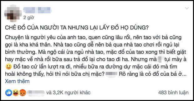 Cô gái bị bóc phốt qua đêm ở nhà bạn trai, mượn đồ của em gái người ta mặc rồi... lấy luôn: Tương lai làm dâu có vẻ sóng gió rồi đây! - Ảnh 1.