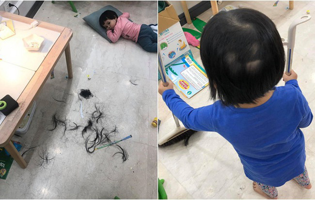 Sơ ý ngủ quên 30 phút, hot mom Minh Trang hốt hoảng phát hiện 3 con gái tự cắt tóc cho nhau trụi húi cả mảng - Ảnh 1.