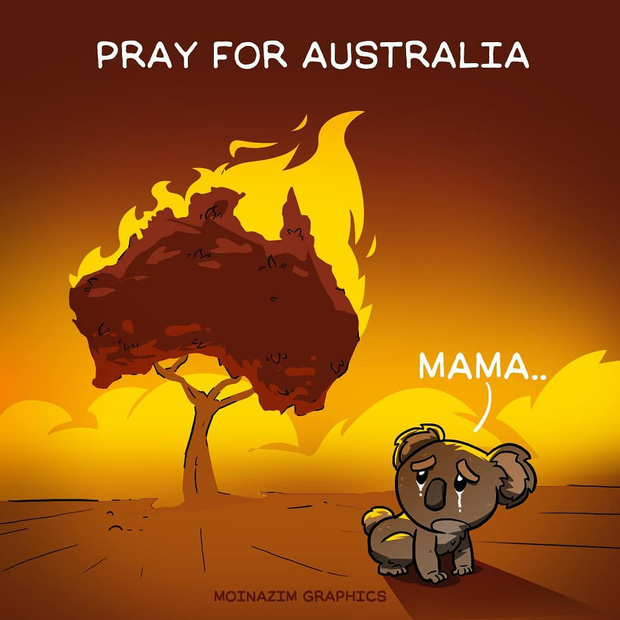 Những bức tranh đầy cảm xúc từ các nghệ sĩ trên toàn thế giới bày tỏ niềm xót thương cho thảm hoạ cháy rừng Úc - Ảnh 2.