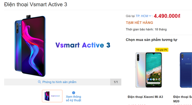 Vsmart Active 3: Chip MediaTek, camera thò thụt, giá từ 4.5 triệu đồng - Ảnh 1.