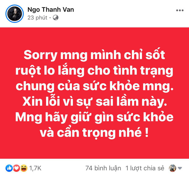 Sau Ngô Thanh Vân, NSND Hoàng Dũng cũng chính thức lên tiếng xin lỗi khi đưa tin sai về dịch cúm Corona - Ảnh 5.