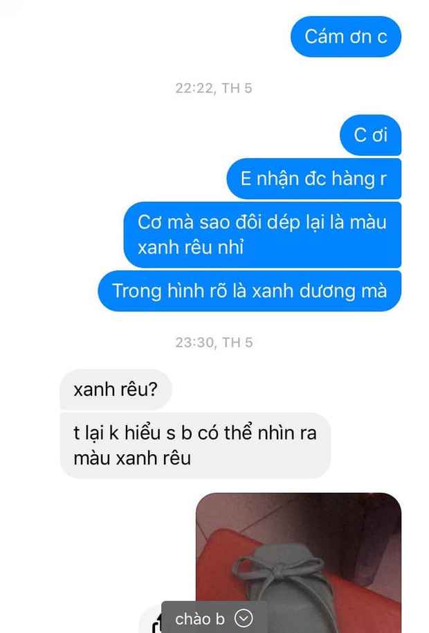 Mua dép xanh dương về tay xanh rêu, cô gái khiếu nại liền được chủ shop giảng bài đến... xanh mặt! - Ảnh 2.