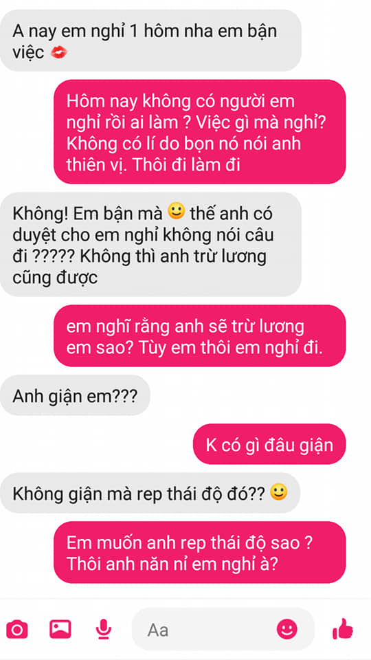 Cậy người yêu làm sếp, cô gái hứng lên là xin nghỉ, bạn trai liền mắng cả tràng rồi chốt một câu khiến ai nấy hả hê - Ảnh 1.