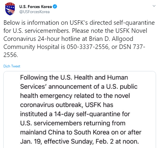 Quân đội Mỹ bảo vệ các căn cứ ở Hàn Quốc trước virus corona: Hàng loạt binh sĩ bị cách ly - Ảnh 1.
