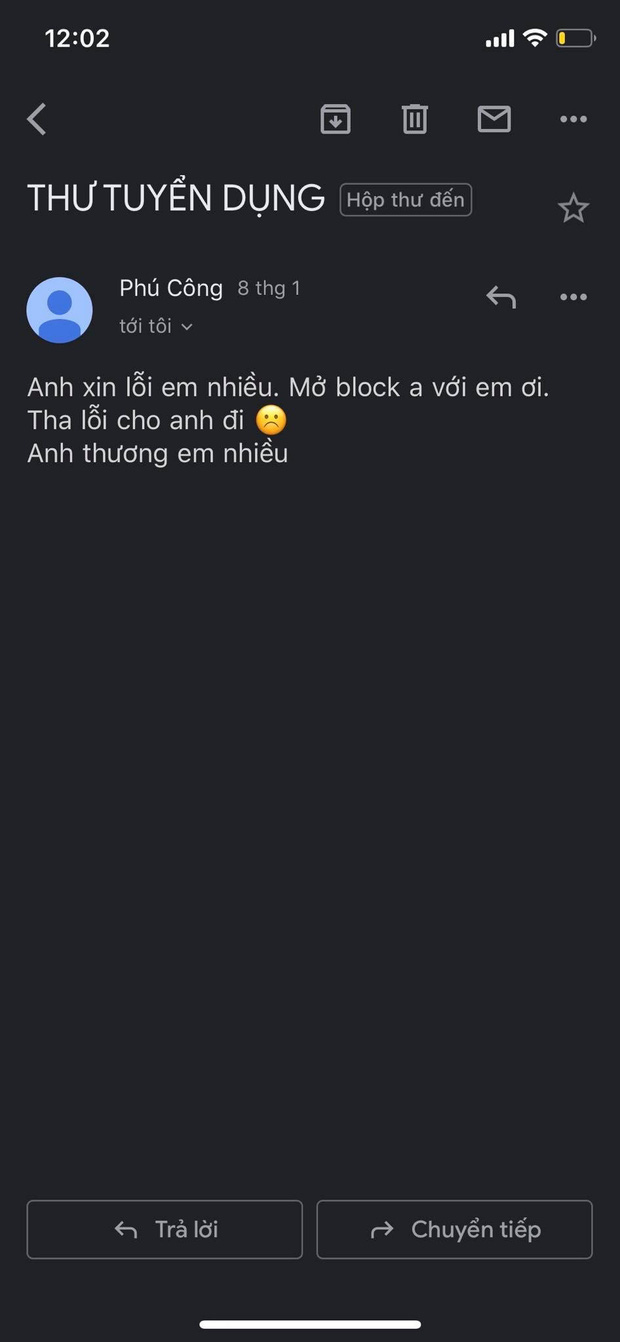 Bị người yêu giận rồi block trên mọi mặt trận, thanh niên nghĩ ra cách gửi mail, còn ghi thư tuyển dụng như thật - Ảnh 2.